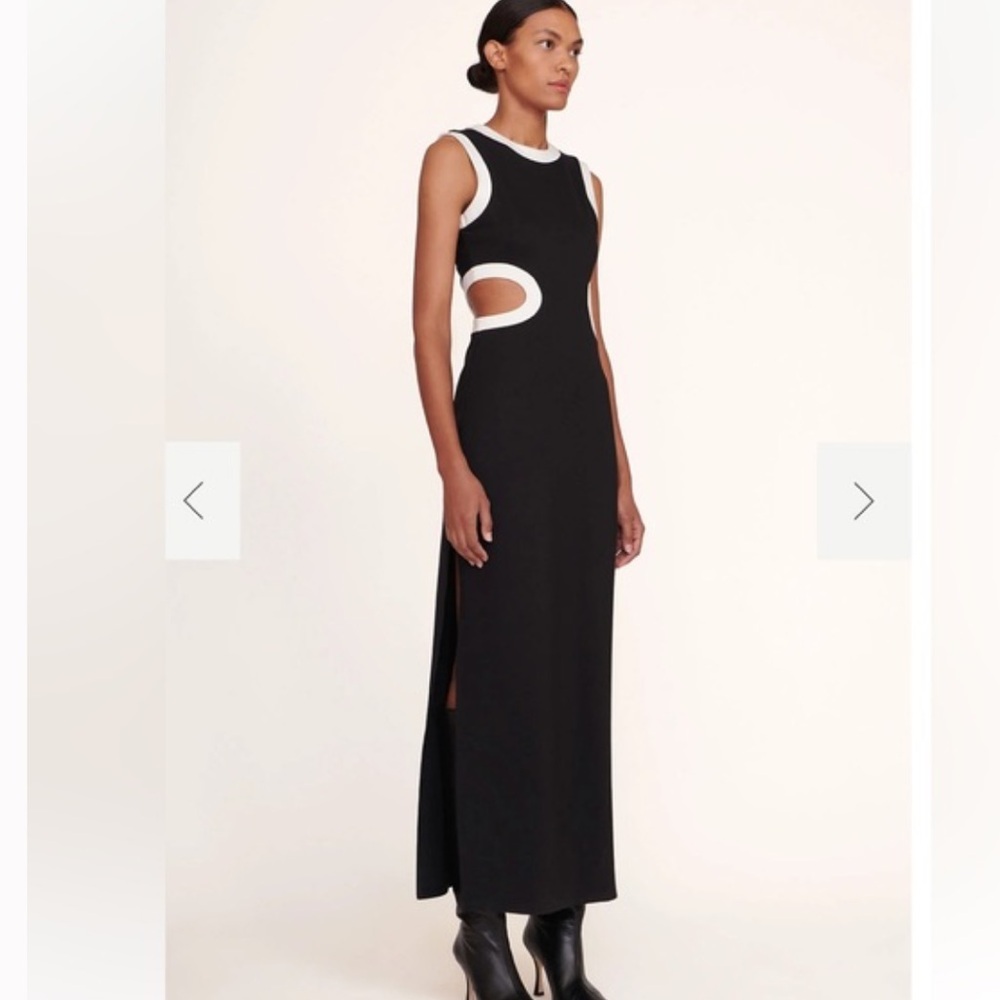 STAUD Dulce Cutout Maxi Dress in Black White